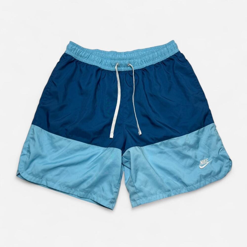 Nike Two Tone Blue Swim Trunks Mesh Lined Size Large